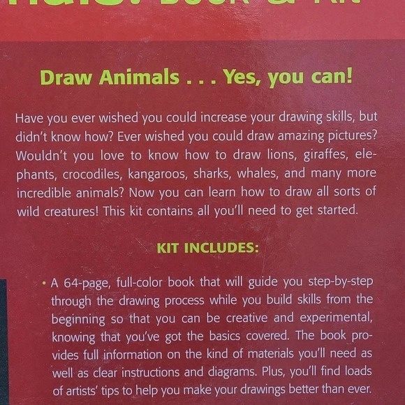 Draw Animals! Book and Full Art Kit by Mud Puddle Inc. NIB Book Colored Pencils - Picture 6 of 9
